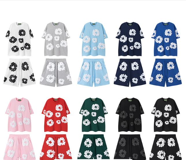 Kanye West Style Fleece Denim Tears Hoodie & Sweatpants Set