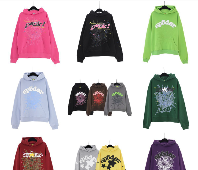 Sp5Der Spider Web Print Hoodie – Unisex Loose Sweatshirt Set