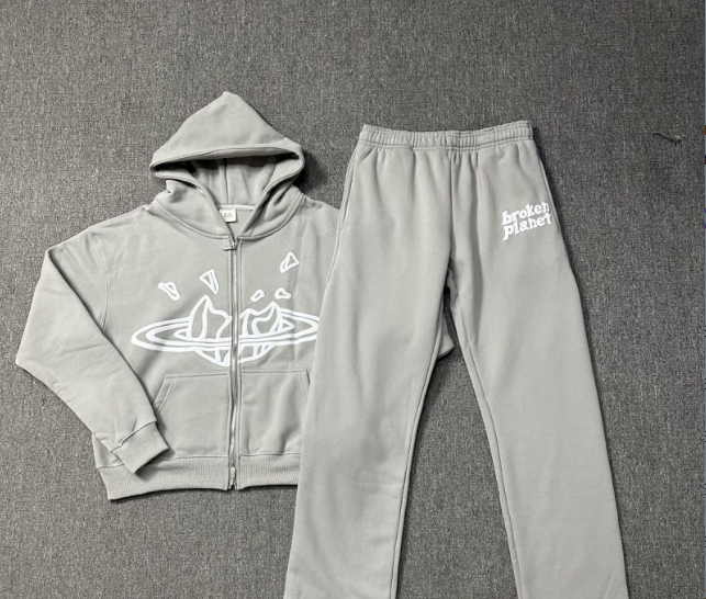 Broken Planet Letter Foam Print Hoodie Suit