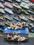 Cow Print Racing Low-Top Sneaker – Cream/Brown