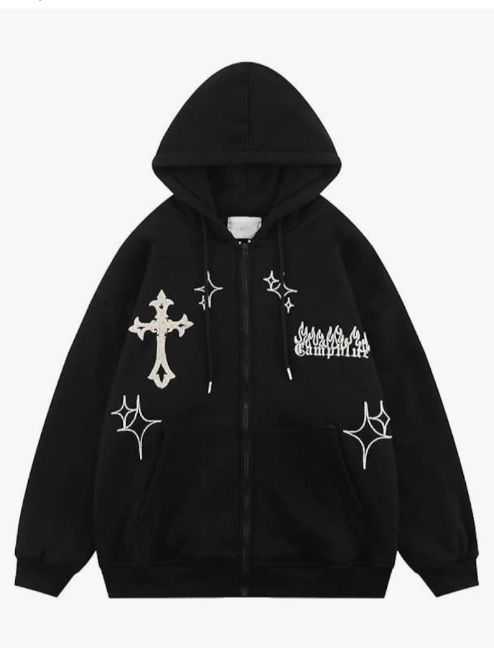 Gothic embroidery hoodie