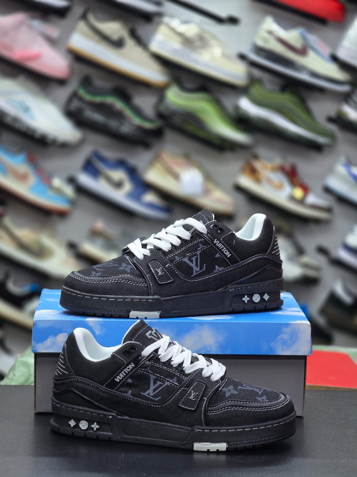 Noir Monogram Low-Top Trainer – All Black